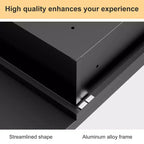 Mobiletti portamedicine da bagno ovali moderni 32 x 16 pollici, specchio da parete con cornice in metallo e contenitore, nero