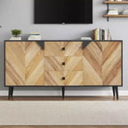 55.1 Mobile contenitore contemporaneo, credenza a buffet con cassetti e ante, mobile d'accento per sala da pranzo, ingresso