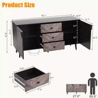 55.1 Mobile contenitore contemporaneo, credenza a buffet con cassetti e ante, mobile d'accento per sala da pranzo, ingresso
