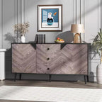 55.1 Mobile contenitore contemporaneo, credenza a buffet con cassetti e ante, mobile d'accento per sala da pranzo, ingresso
