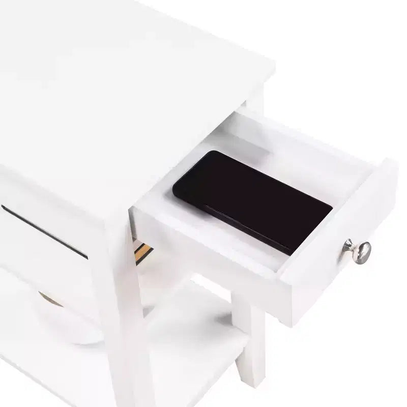 Tavolino rettangolare in legno con piano bianco, altezza 24 pollici, 1 pezzo