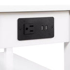 Tavolino rettangolare in legno con piano bianco, altezza 24 pollici, 1 pezzo