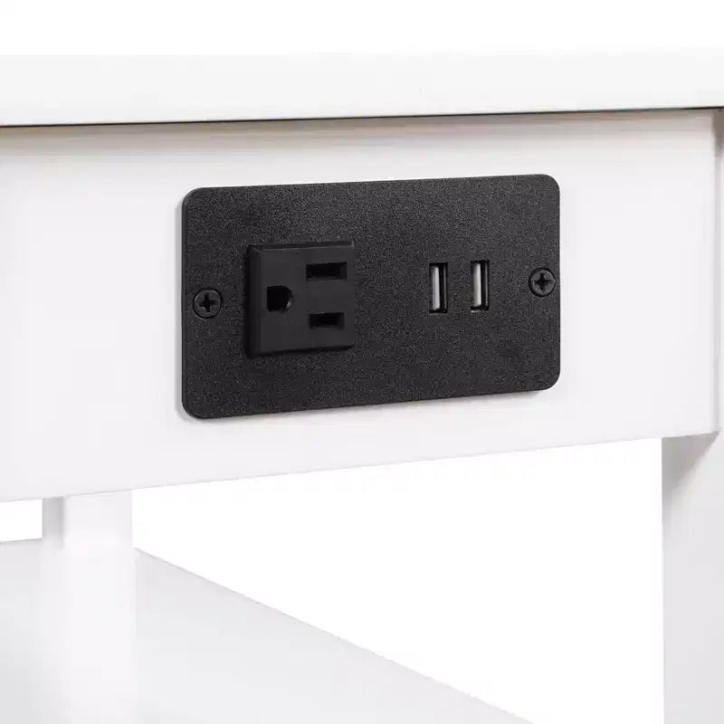 Tavolino rettangolare in legno con piano bianco, altezza 24 pollici, 1 pezzo