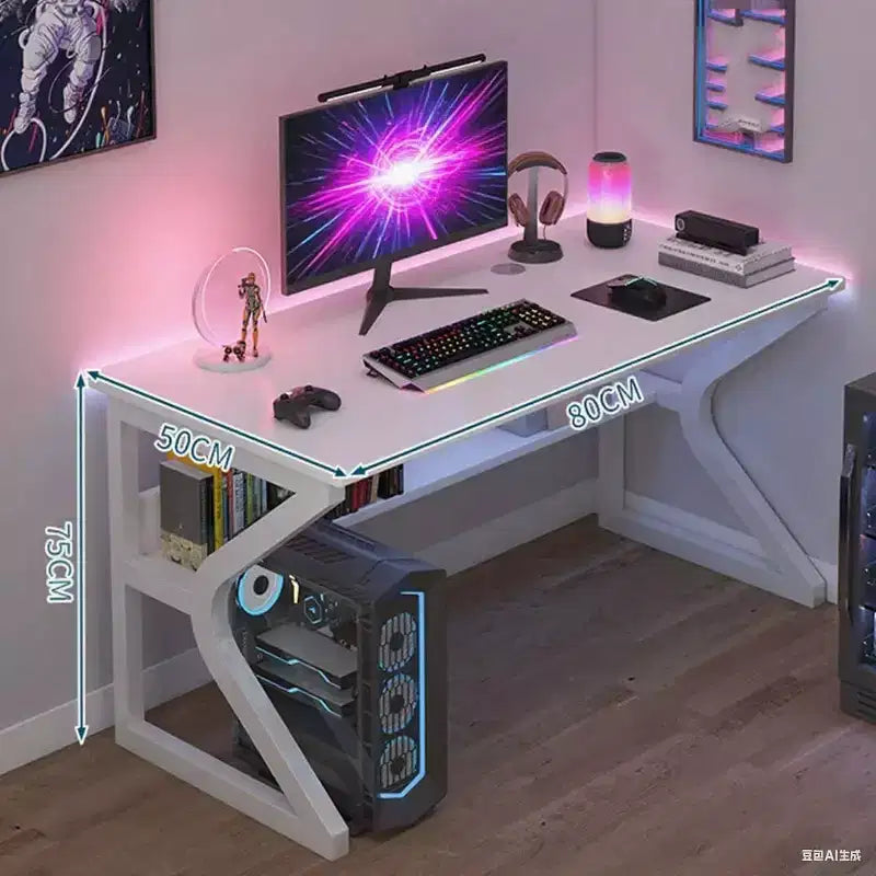 31 piccola scrivania per computer, tavolo da scrittura moderno per ufficio domestico, camera da letto, studio o postazione di lavoro, salvaspazio, gancio per cuffie, bianco
