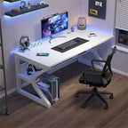 31 piccola scrivania per computer, tavolo da scrittura moderno per ufficio domestico, camera da letto, studio o postazione di lavoro, salvaspazio, gancio per cuffie, bianco