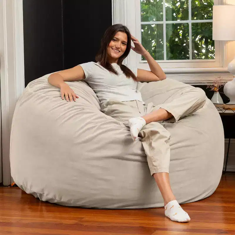 Poltrona sacco rotonda grande da 152 cm per adulti – Lussuoso velluto