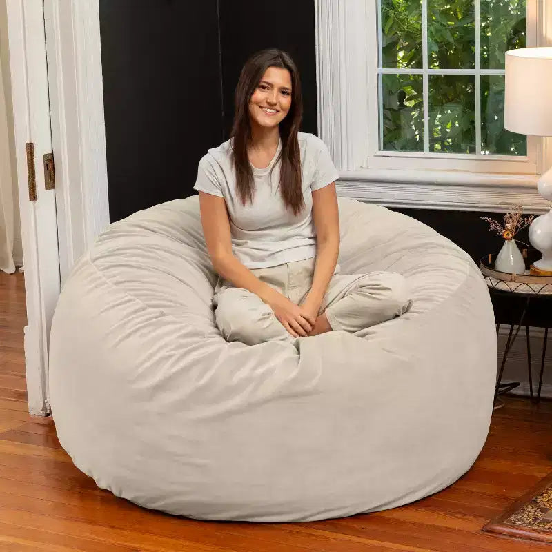 Poltrona sacco rotonda grande da 152 cm per adulti – Lussuoso velluto