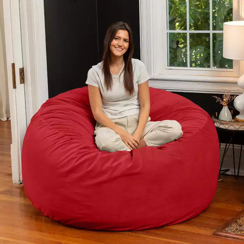 Poltrona sacco rotonda grande da 152 cm per adulti – Lussuoso velluto