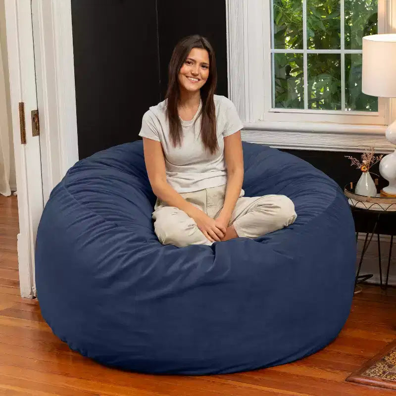 Poltrona sacco rotonda grande da 152 cm per adulti – Lussuoso velluto