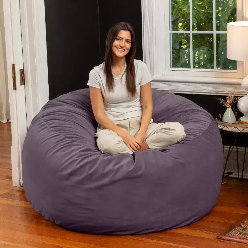 Poltrona sacco rotonda grande da 152 cm per adulti – Lussuoso velluto