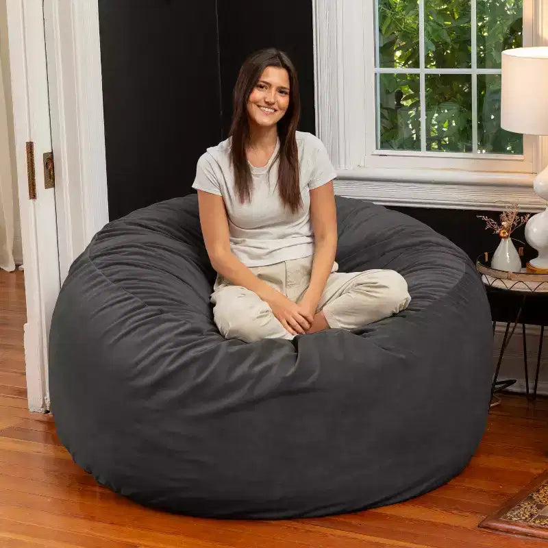 Poltrona sacco rotonda grande da 152 cm per adulti – Lussuoso velluto