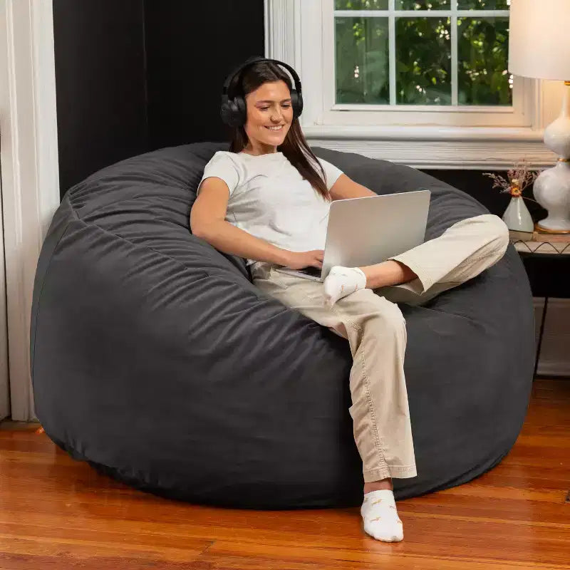 Poltrona sacco rotonda grande da 152 cm per adulti – Lussuoso velluto