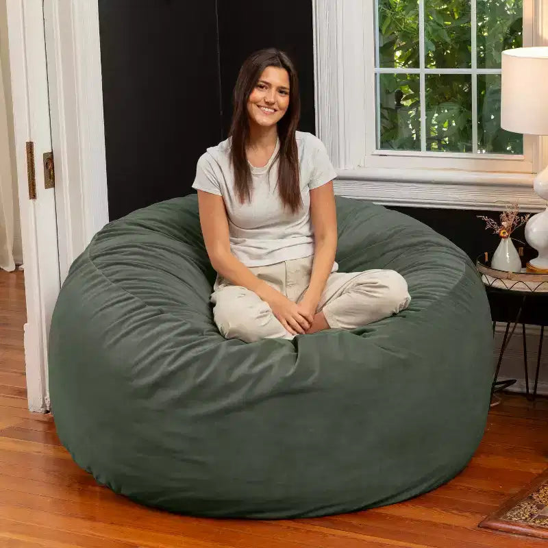 Poltrona sacco rotonda grande da 152 cm per adulti – Lussuoso velluto