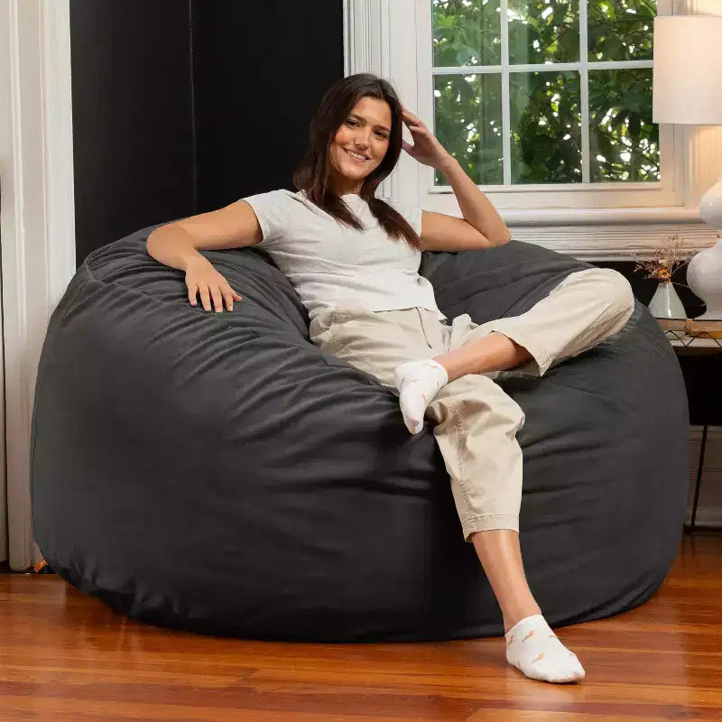 Poltrona sacco rotonda grande da 152 cm per adulti – Lussuoso velluto