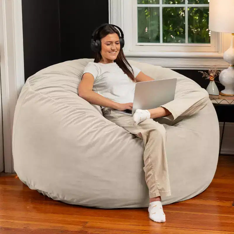 Poltrona sacco rotonda grande da 152 cm per adulti – Lussuoso velluto