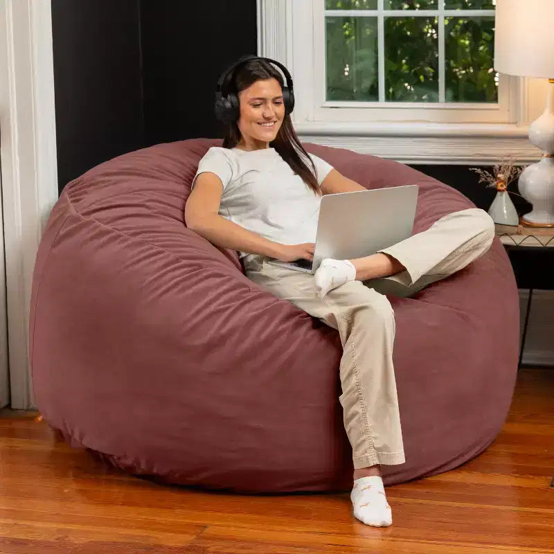 Poltrona sacco rotonda grande da 152 cm per adulti – Lussuoso velluto