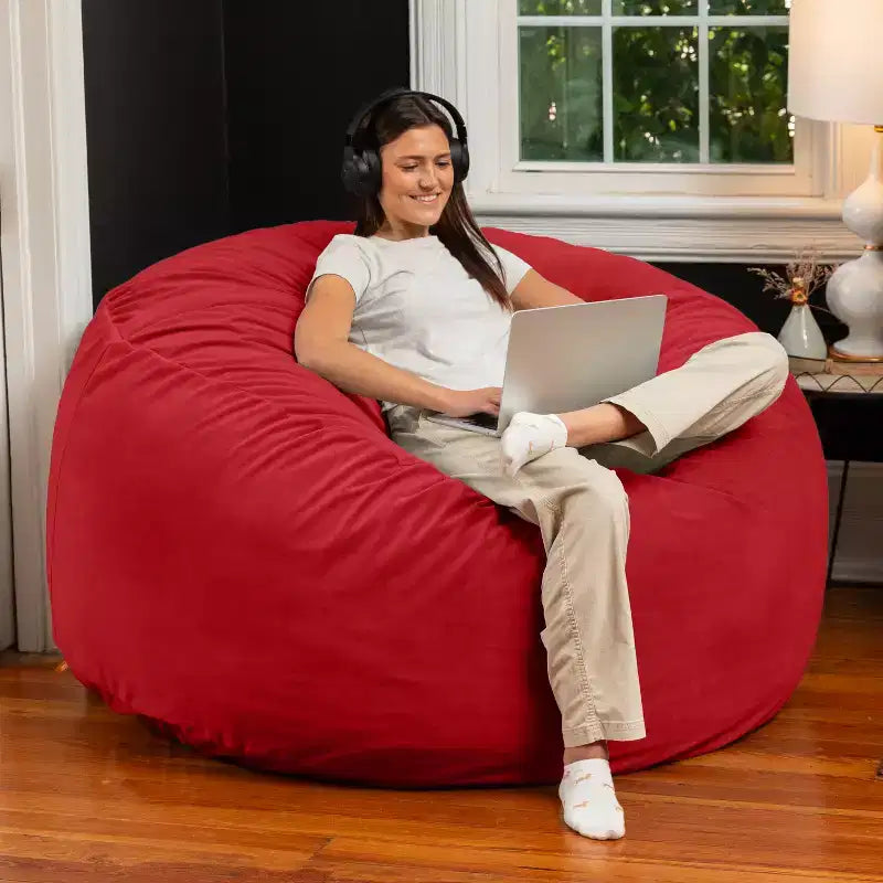 Poltrona sacco rotonda grande da 152 cm per adulti – Lussuoso velluto