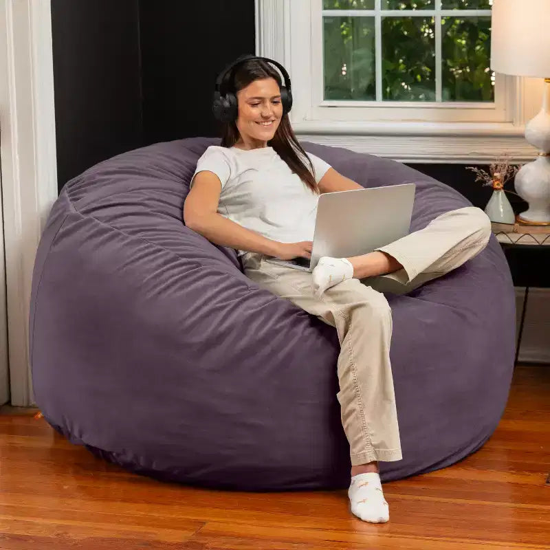 Poltrona sacco rotonda grande da 152 cm per adulti – Lussuoso velluto