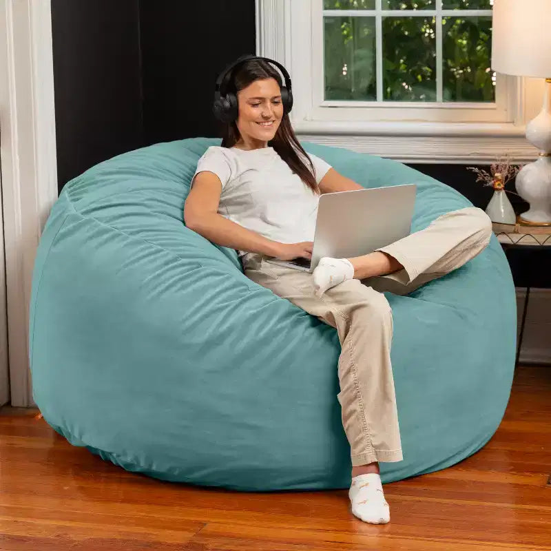 Poltrona sacco rotonda grande da 152 cm per adulti – Lussuoso velluto