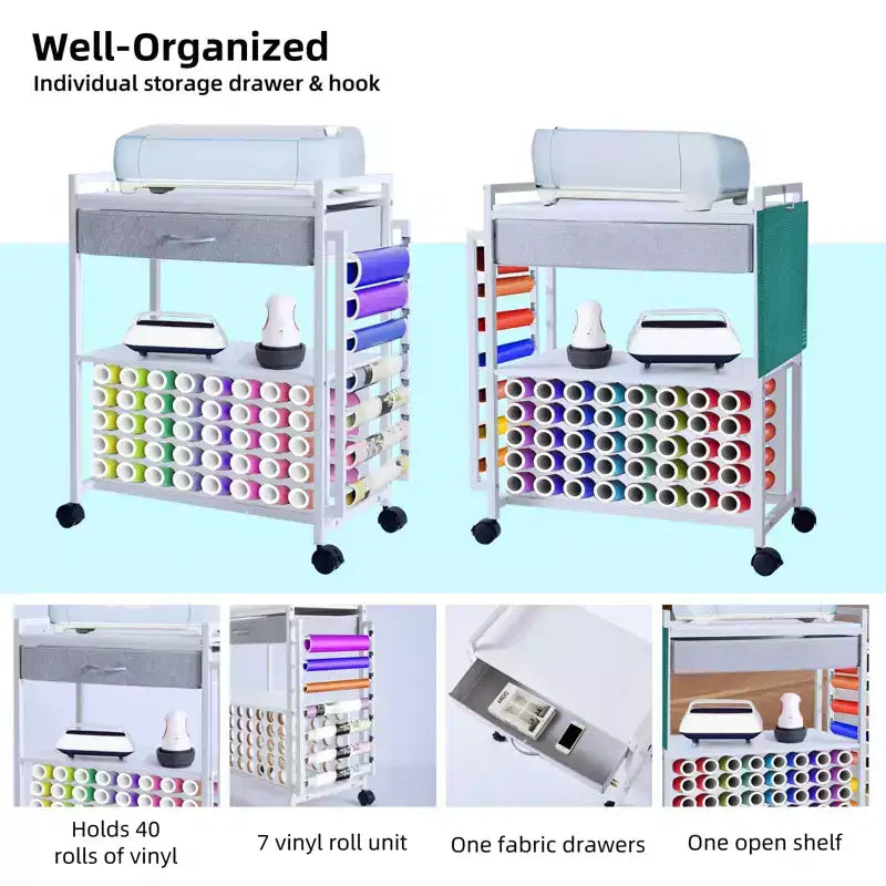 Carrello portaoggetti e organizer per hobby, compatibile con macchina Cricut, organizer da rolling per hobby
