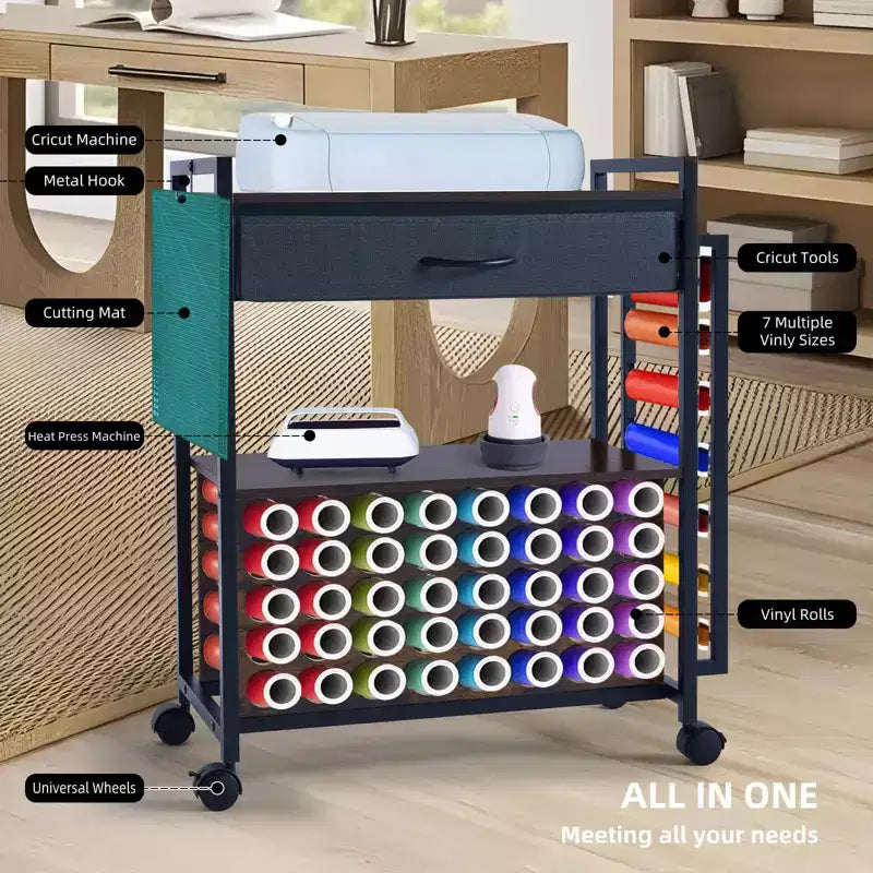 Carrello portaoggetti e organizer per hobby, compatibile con macchina Cricut, organizer da rolling per hobby