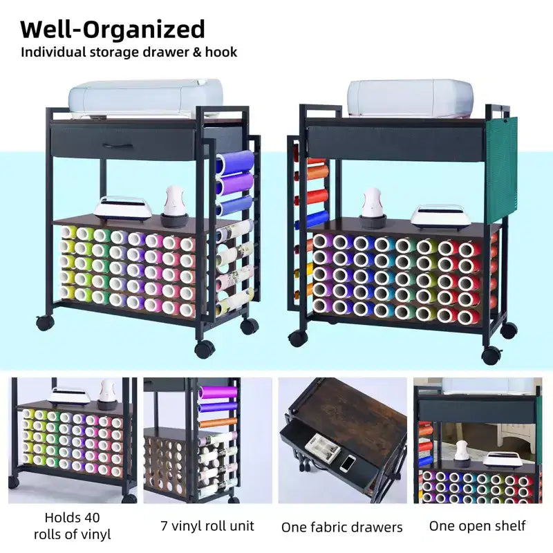 Carrello portaoggetti e organizer per hobby, compatibile con macchina Cricut, organizer da rolling per hobby