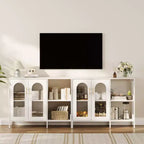 Credenza Buffet, Mobile Contenitore Moderno con Ante in Vetro e Scaffali Regolabili, Mobile Organizzativo Multifunzionale da 100 cm