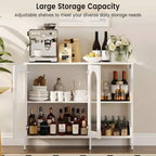 Credenza Buffet, Mobile Contenitore Moderno con Ante in Vetro e Scaffali Regolabili, Mobile Organizzativo Multifunzionale da 100 cm
