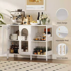 Credenza Buffet, Mobile Contenitore Moderno con Ante in Vetro e Scaffali Regolabili, Mobile Organizzativo Multifunzionale da 100 cm