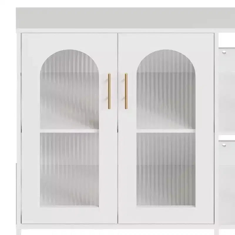 Credenza Buffet, Mobile Contenitore Moderno con Ante in Vetro e Scaffali Regolabili, Mobile Organizzativo Multifunzionale da 100 cm