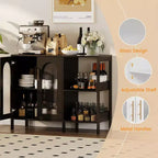 Credenza Buffet, Mobile Contenitore Moderno con Ante in Vetro e Scaffali Regolabili, Mobile Organizzativo Multifunzionale da 100 cm