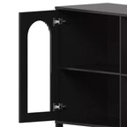 Credenza Buffet, Mobile Contenitore Moderno con Ante in Vetro e Scaffali Regolabili, Mobile Organizzativo Multifunzionale da 100 cm