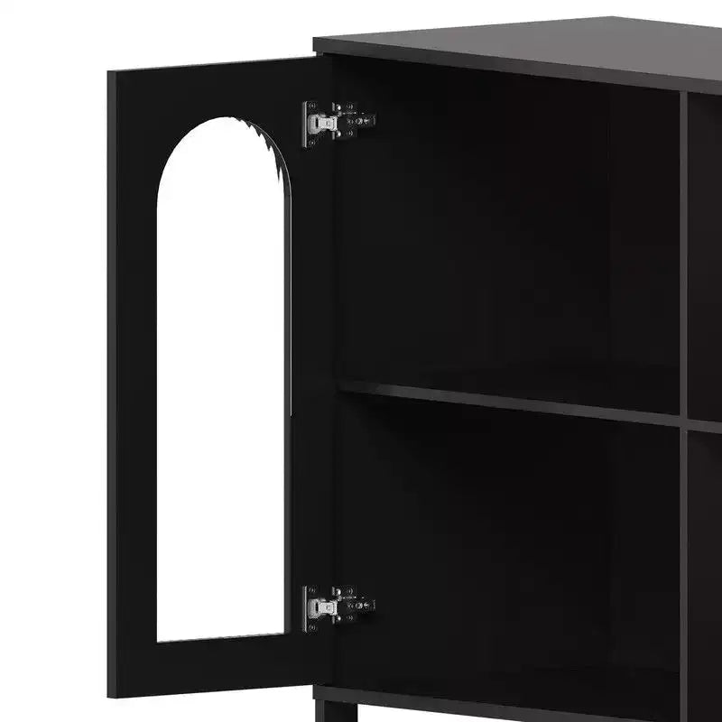 Credenza Buffet, Mobile Contenitore Moderno con Ante in Vetro e Scaffali Regolabili, Mobile Organizzativo Multifunzionale da 100 cm