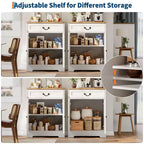 Credenza a Buffet in Stile Fattoria con Spazio di Archiviazione, Credenza Bianca con 4 Ante e 2 Cassetti, Scaffali Regolabili Mobile per Caffè, Contenitore Multi-Funzionale