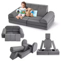 Kids Couch,10Pcs Modular Kids Play Couch, Convertible Child Sectional Sofa for Bedroom, Playroom, Soft Foam Toddler Couch with Ball Pit, Gray
