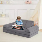 Divano per bambini, 10 pezzi divano modulare per bambini, divano componibile convertibile per bambini per camera da letto, sala giochi, divano in morbida schiuma per bambini con piscina di palline, grigio