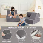 Divano per bambini, 10 pezzi divano modulare per bambini, divano componibile convertibile per bambini per camera da letto, sala giochi, divano in morbida schiuma per bambini con piscina di palline, grigio