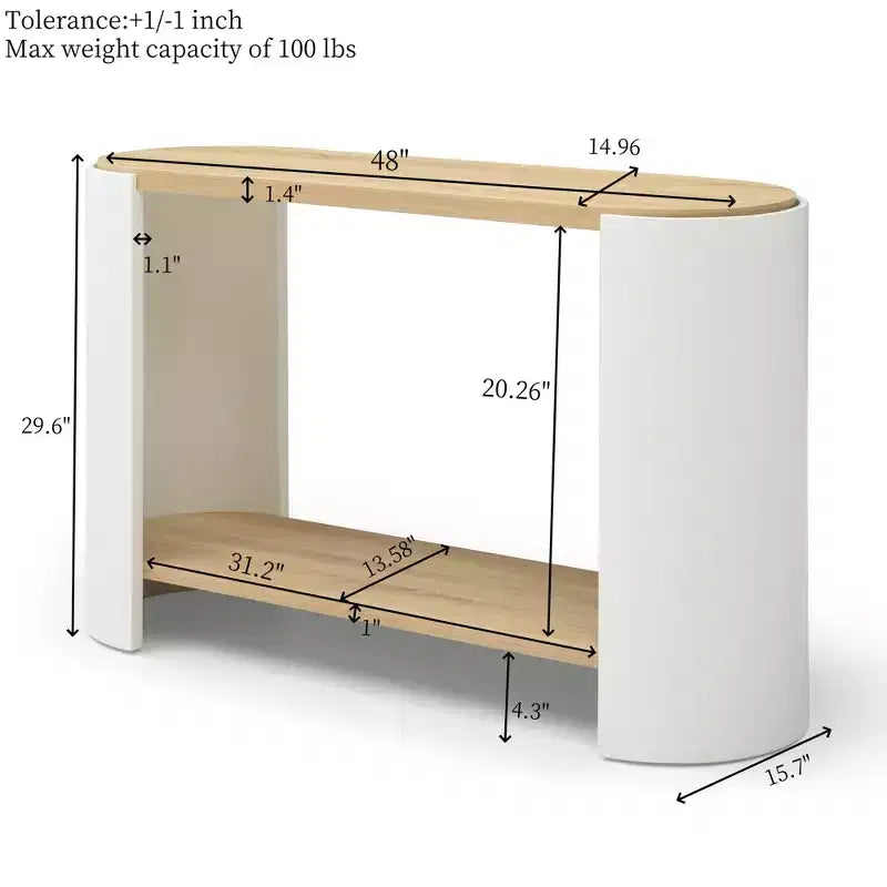Mobile consolle moderno in legno da 48 pollici con ripiano portaoggetti a 2 livelli