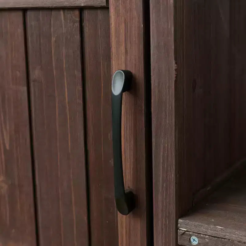 Isola da Cucina da Esterno in Legno di Abete con Contenitore, Carrello da Cucina Scorrevole Bloccabile con Piano in Acciaio Inox, Portasciugamani e Portaspezie per Patio/Cucina