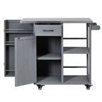 Isola da Cucina da Esterno in Legno di Abete con Contenitore, Carrello da Cucina Scorrevole Bloccabile con Piano in Acciaio Inox, Portasciugamani e Portaspezie per Patio/Cucina