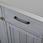 Isola da Cucina da Esterno in Legno di Abete con Contenitore, Carrello da Cucina Scorrevole Bloccabile con Piano in Acciaio Inox, Portasciugamani e Portaspezie per Patio/Cucina