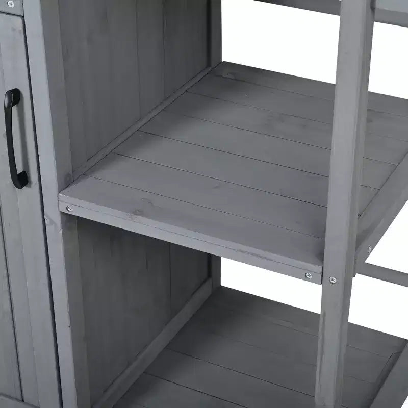 Isola da Cucina da Esterno in Legno di Abete con Contenitore, Carrello da Cucina Scorrevole Bloccabile con Piano in Acciaio Inox, Portasciugamani e Portaspezie per Patio/Cucina