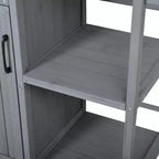 Isola da Cucina da Esterno in Legno di Abete con Contenitore, Carrello da Cucina Scorrevole Bloccabile con Piano in Acciaio Inox, Portasciugamani e Portaspezie per Patio/Cucina
