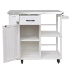 Isola da Cucina da Esterno in Legno di Abete con Contenitore, Carrello da Cucina Scorrevole Bloccabile con Piano in Acciaio Inox, Portasciugamani e Portaspezie per Patio/Cucina