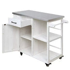 Isola da Cucina da Esterno in Legno di Abete con Contenitore, Carrello da Cucina Scorrevole Bloccabile con Piano in Acciaio Inox, Portasciugamani e Portaspezie per Patio/Cucina