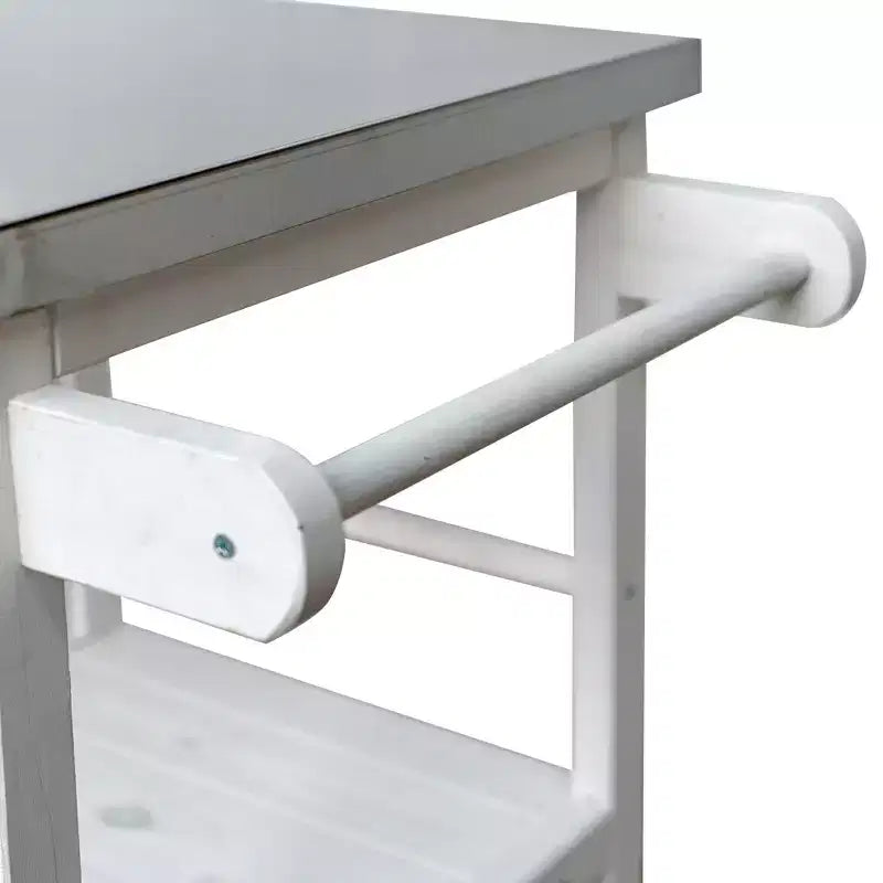 Isola da Cucina da Esterno in Legno di Abete con Contenitore, Carrello da Cucina Scorrevole Bloccabile con Piano in Acciaio Inox, Portasciugamani e Portaspezie per Patio/Cucina