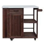 Isola da Cucina da Esterno in Legno di Abete con Contenitore, Carrello da Cucina Scorrevole Bloccabile con Piano in Acciaio Inox, Portasciugamani e Portaspezie per Patio/Cucina