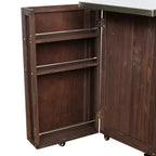 Isola da Cucina da Esterno in Legno di Abete con Contenitore, Carrello da Cucina Scorrevole Bloccabile con Piano in Acciaio Inox, Portasciugamani e Portaspezie per Patio/Cucina