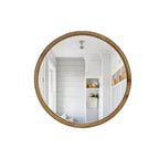 Specchio da parete decorativo rotondo in legno naturale, specchio da parete rustico moderno di metà secolo per bagno o ingresso - Legno naturale