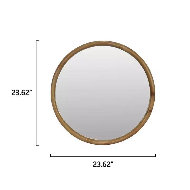 Specchio da parete decorativo rotondo in legno naturale, specchio da parete rustico moderno di metà secolo per bagno o ingresso - Legno naturale
